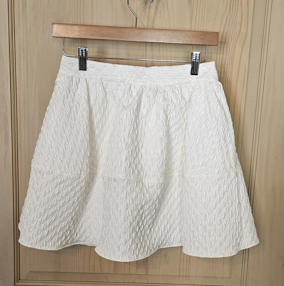 Express White Textured Skater Skirt